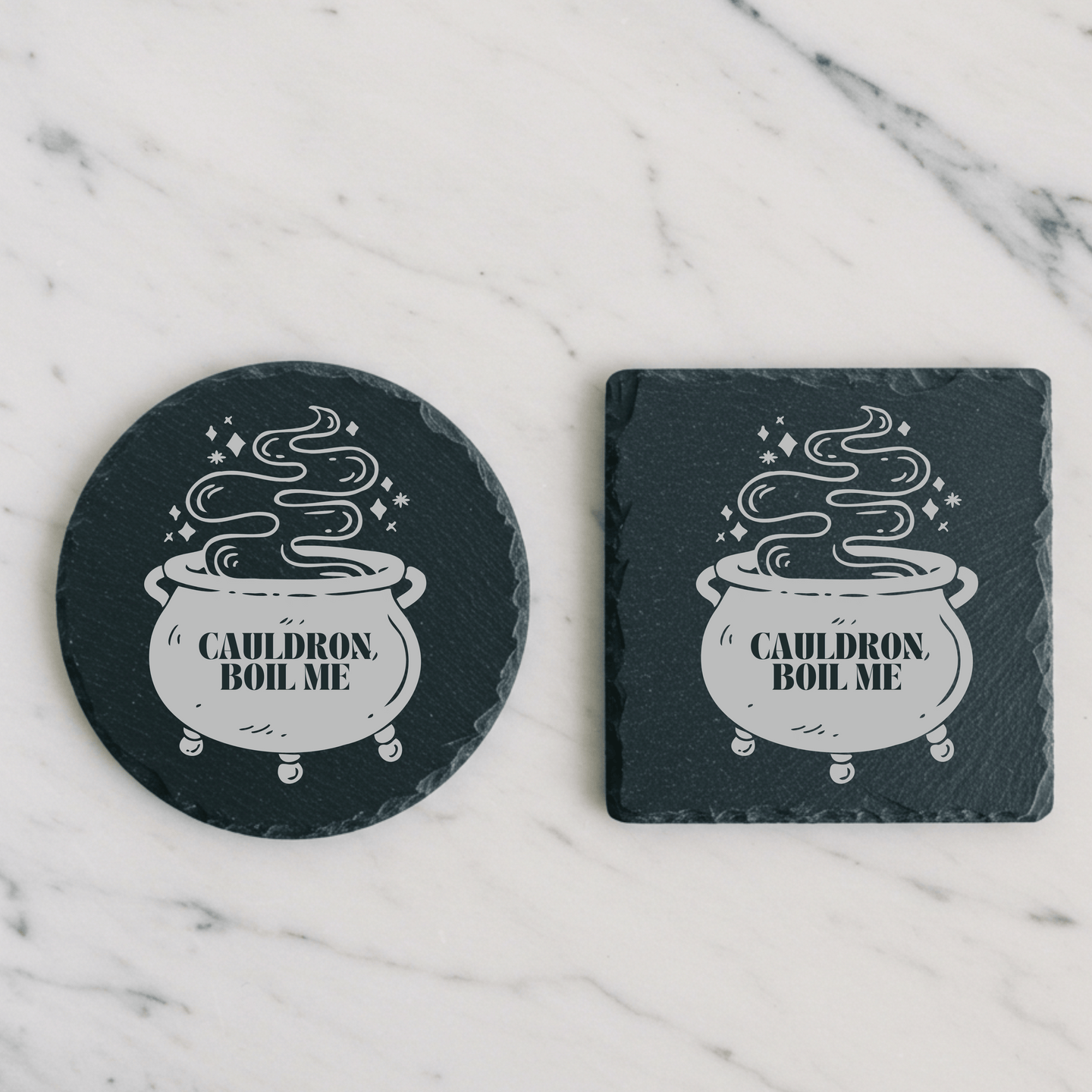 'Cauldron Boil Me' Engraved Slate Coaster